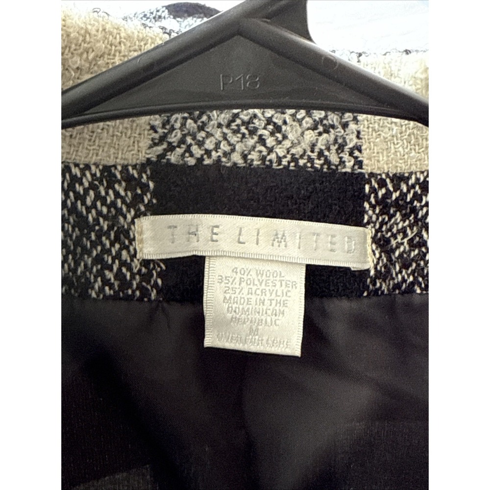 VTG The Limited Black/Cream Buffalo Plaid Jacket Medium 40" Chest - Picture 5 of 5